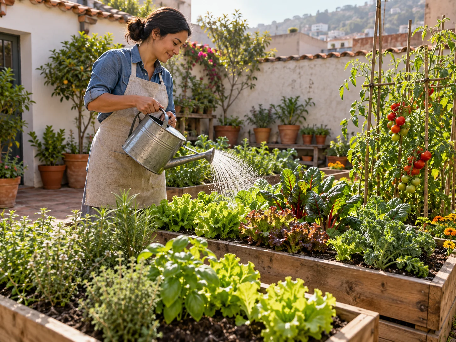 Cultivo de hortalizas en bancales elevados